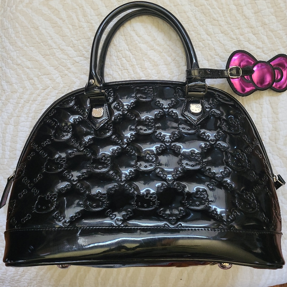 SOLD Hello Kitty x Loungefly Patent Quilted Tote Bowler Purse with dustbag